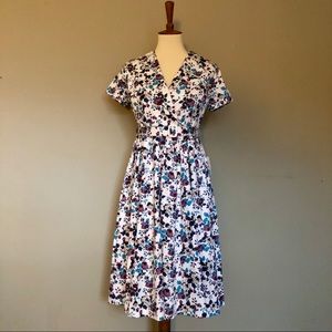 NWT Lindy Bop ‘Elenora' Purple Floral Tea Dress.